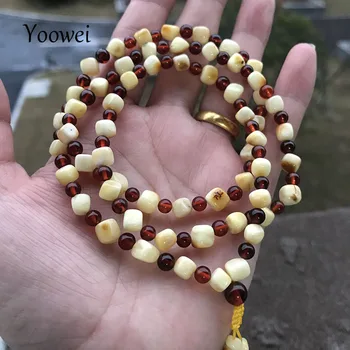 

Yoowei 11.4g 60cm Amber Necklace for Women Genuine Tiny Diy Beads Original Real Natural Amber Adjustable Chain Jewelry Wholesale