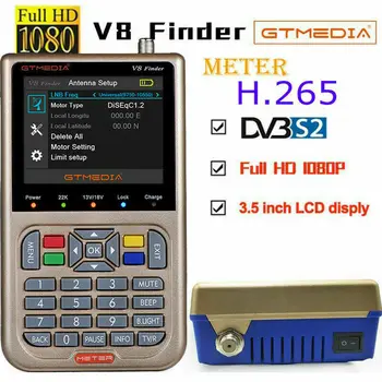 

V8 Finder Meter SatFinder Digital Satellite Finder DVB S/S2/S2X HD 1080P 4k Receptor Signal Receiver Sat Decoder Location Finder