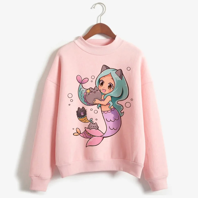 WY-pink-C1001-25 Милая Женская толстовка Ullzang Kawaii Pusheen Cat Harajuku в Корейском стиле; сезон осень-зима; теплая Женская толстовка с капюшоном - Цвет: WY-pink-C1001-25