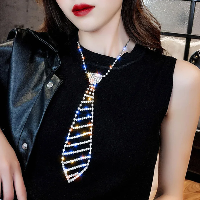 TREAZY Bling Rhinestone Tie Choker ожерелье для женщин аксессуары массивные украшения невесты Свадебная вечеринка Подарочное ожерелье-цепочка