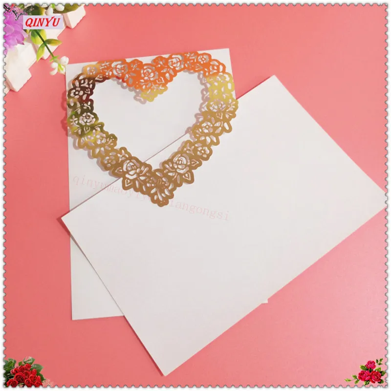 30 шт./компл. Love Heart Wish Made Свадебные приглашения образцы полые кружева элегантные визитные карточки вечерние украшения 5Z