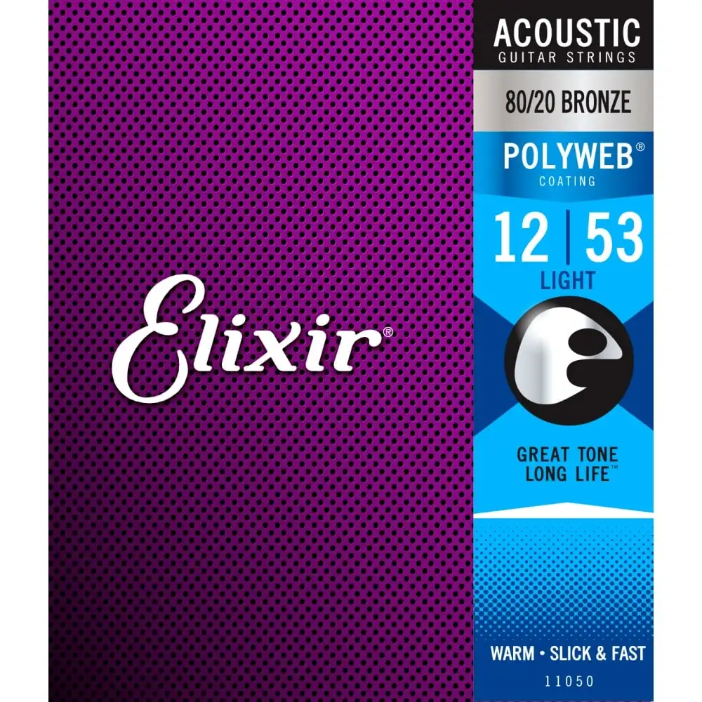 Elixir Original Strings 11050 Polyweb 80/20 Bronze Acoustic Guitar .012-.053 Light | Спорт и развлечения