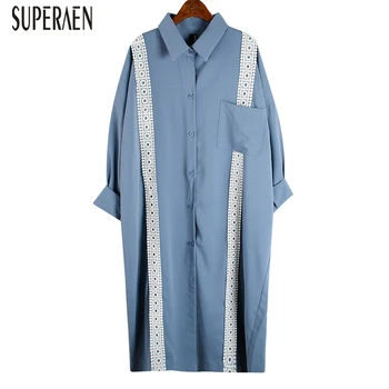 

SuperAen Pluz Size Women's Dress Temperament Spring and Summer New 2020 Ladies Dress Long Sleeve Chiffon Women Clothing