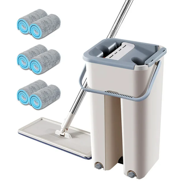 6pcs mop cloth Волшебная Швабра для уборки швабры, ручная швабра с ведром, Прямая поставка, плоская Швабра для уборки полов с водой, домашний кухонный очиститель для пола - Цвет: 6pcs mop cloth