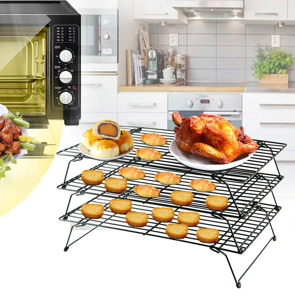 

3 Tier/set Cake Cooling Rack Grid Net Stackable Cooling Baking Cake Biscuit Tray Rack Space Saving Cake Stand Baking Tools