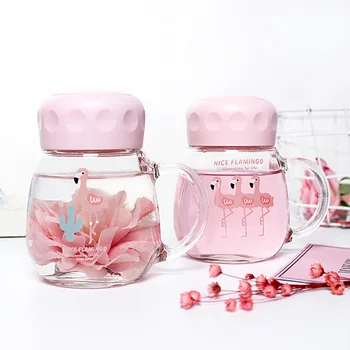 

Artistic blue creative Cup cute glass portable water bottle student hipster transparent casual Cup with lid Surprise price New