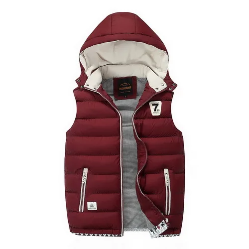 Date Red Новинка, мужские куртки, жилеты без рукавов, большие размеры, L-5XL, зимние, толстые, теплые, мужские, повседневные, модные, жилет, с хлопковой подкладкой - Цвет: Date Red