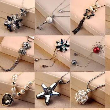 

20 Pcs/lot fashion women luxury simple style winter long alloy Sweater necklace lot jewelry wholesale 200801-118