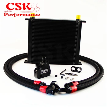 

34 Row 248mm AN10 British Oil Cooler Kit+Male Sandwich Plate Adapter Fits For LS1 LS2 LS3 VT VX VY VZ VE 5.7L Black