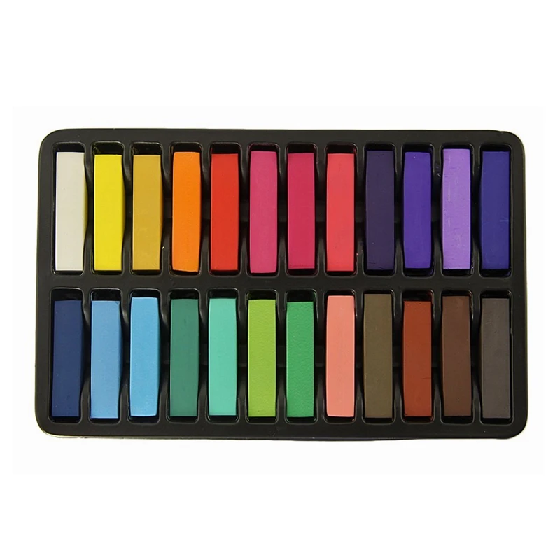 Tintura de Cabelo Não-tóxico Cabelo Temporária Pastéis Macios Salão Conjunto Kit 24 Pces Giz Cor