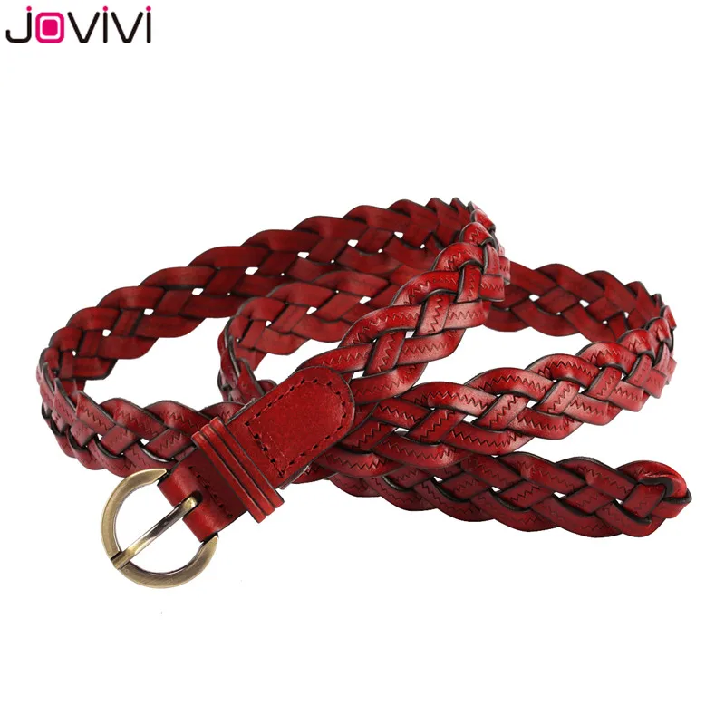 Jovivi 1x пояса из натуральной кожи женские плетеные ремни из воловьей кожи тонкие женские ремни для женщин джинсовое платье модный ремень подарок на день рождения