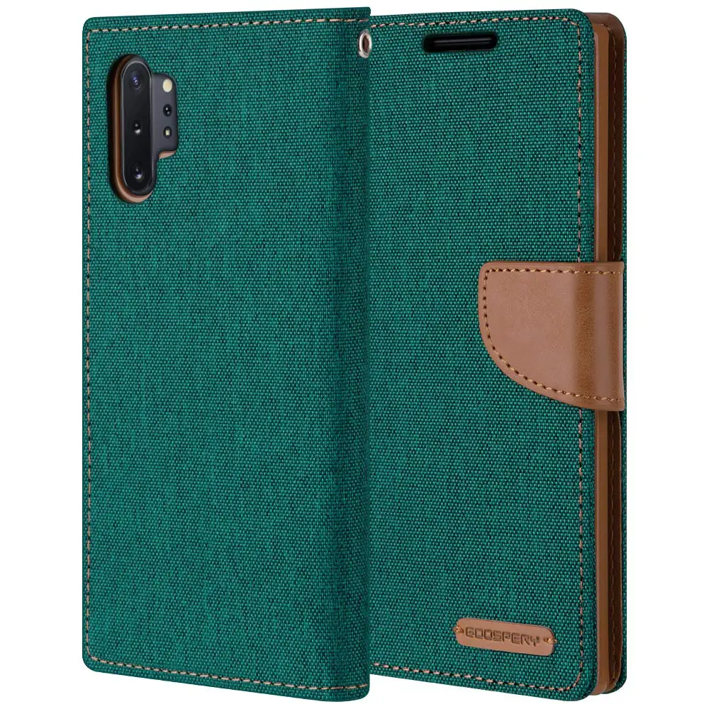 Mercury Goospery холст Дневник кошелек джинсовая подставка флип чехол для samsung Galaxy Note 10 plus Note 10