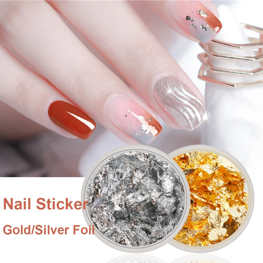 1 Box Gold Silver 3D Glitter Aluminum Foil Paper Irregular Nail Art
