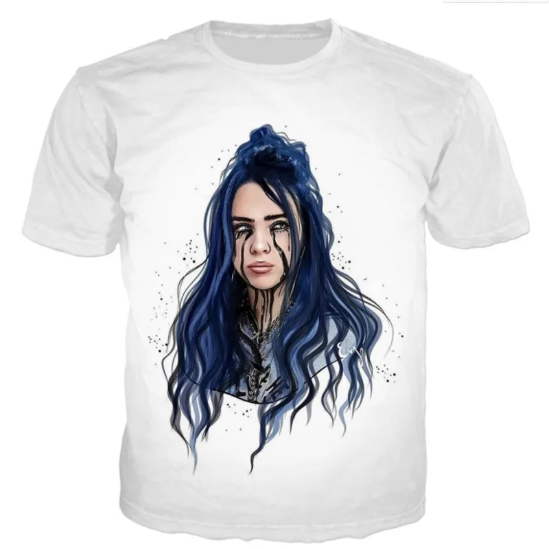 Billie Eilish мужские летние футболки Desinger плюс размер Homme одежда мужская женская с короткими рукавами вырез лодочкой - Цвет: 4