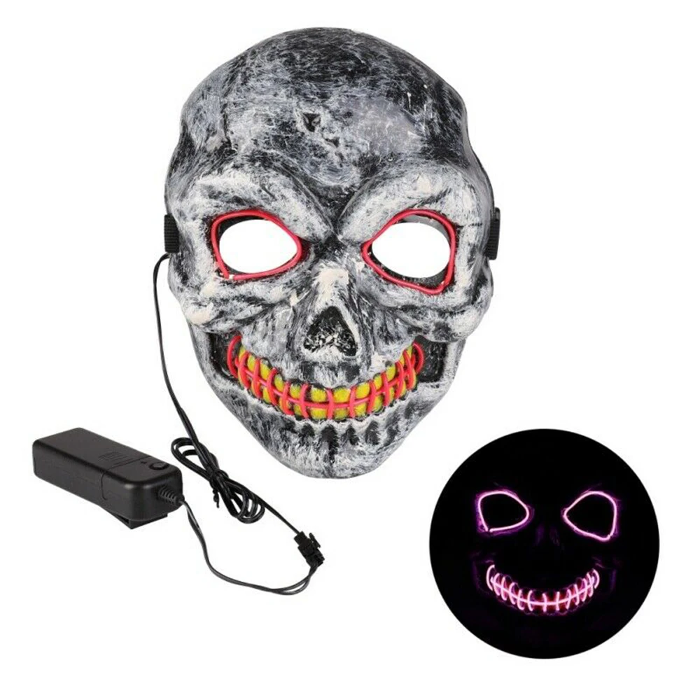Halloween Cosplay Skeleton LED Mask Glow Scary EL-Wire Mask Light Up Masks Glow In Dark grimace mischief mask for festival party