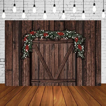 

Christmas Backdrop Rustic Brown Wood Wall Photo Background Holiday Party Decor Kids Portrait Photo Booth Studio Props w-3397