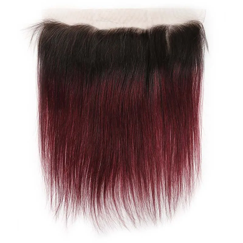 1B 99J/Бургундия бразильские прямые кружева закрытие kemy Hair бесплатно/средняя часть швейцарского кружева фронтальное Закрытие с волосами младенца не Реми - Цвет волос: T1B/99J