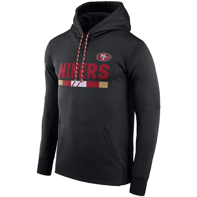 Мужская толстовка для американского футбола в Сан-Франсиско 49ers Black Sideline ThermaFit Performance PO Hoodie
