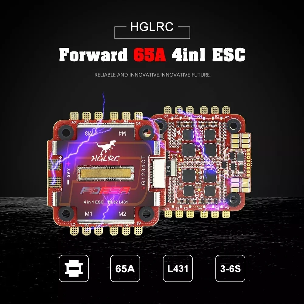HGLRC вперед 65A 30,5x30,5 мм 3-6S L431 BL_32 4в1 DShot1200 ESC для радиоуправляемого дрона FPV Racing