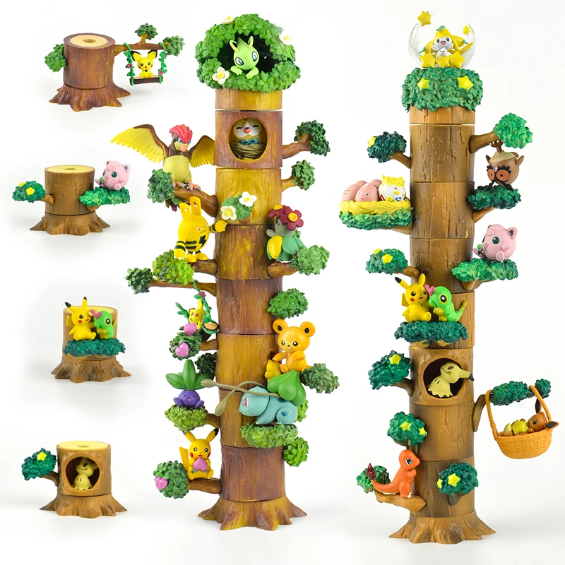 Японские капсульные игрушки милые каваи Пикачу Сквиртл Eevee Jigglypuff Charmander Togepi Rowlet gashapon дерево табурет миниатюрные фигурки