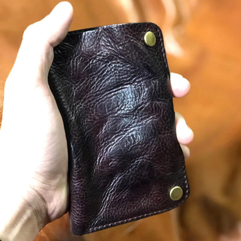 

Текстурный цветной складной бумажник с ручной резинкой Ретро однослойный мужской бумажник из воловьей кожи Повседневный джинсовый модный мужской тонкий