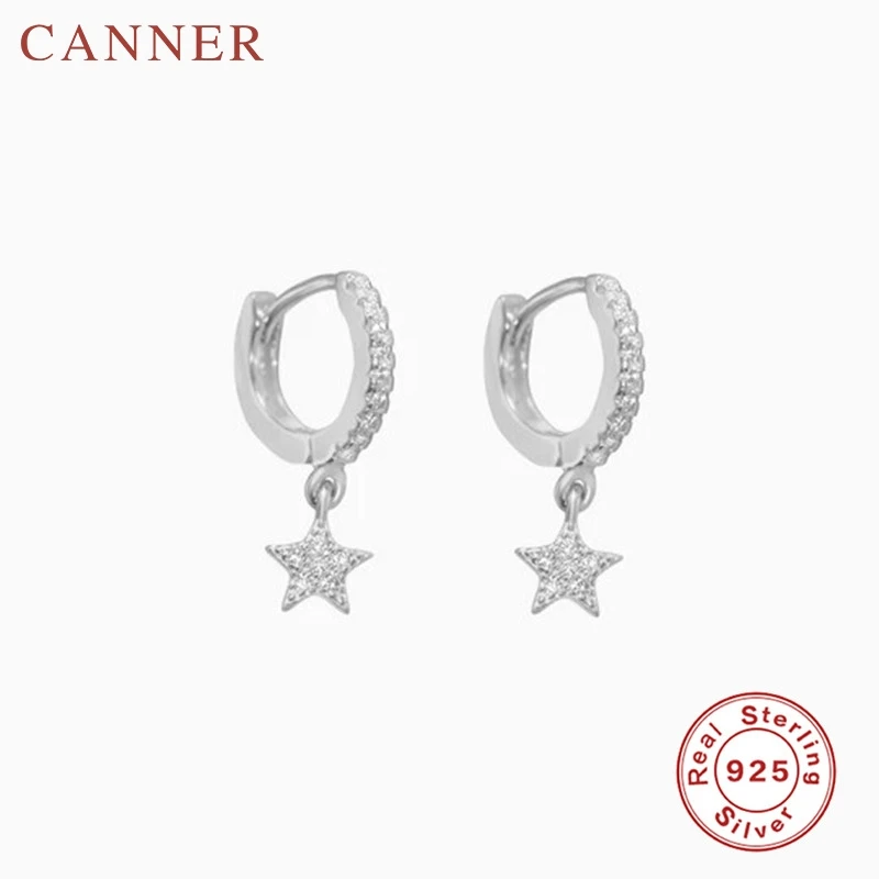 6 silver 925 пробы серебряные Простые геометрические серьги-кольца с крестом/звездочками для женщин, маленькие круглые серьги, Женские ювелирные аксессуары - Окраска металла: 6 silver