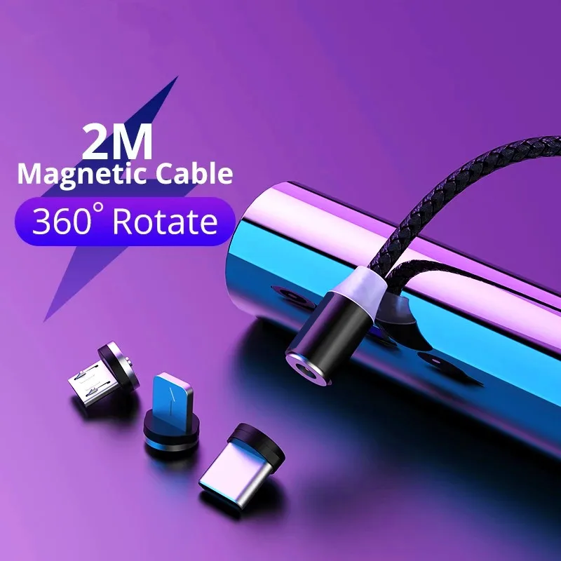 Быстрая зарядка 2.4A Магнитный кабель 2 м Кабель Micro USB шнур светодиодный светильник