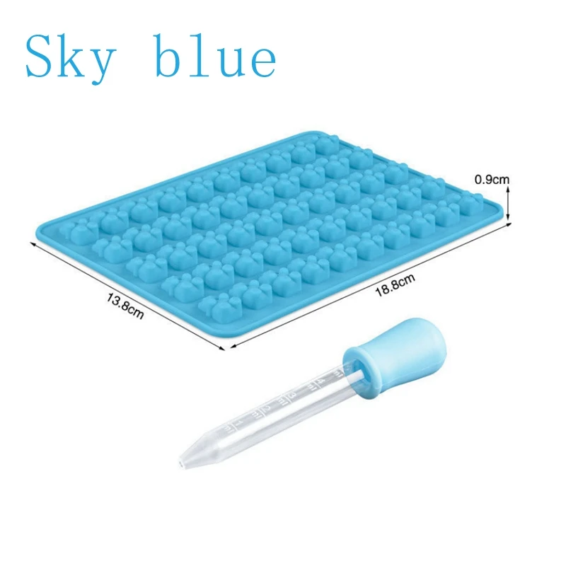 sky blue set DIY Многофункциональные Силиконовые Инструменты для торта 1 Набор 50 полости силиконовые клейкие медведи шоколадные формы для конфет ледяной лоток желе формы - Цвет: sky blue set