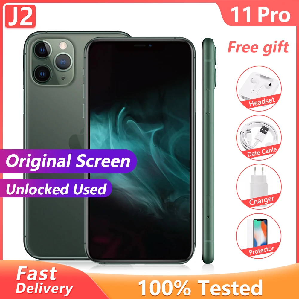 100% оригинальный Apple iPhone 11 Pro б/у 99% Новый шестиядерный сотовый телефон 5 8 дюйма 4 Гб