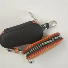 Мужская, из бычьей кожи ведра ключ чехол застежка-молния брелок для ключей авто брелок для автомобильных ключей сумка Для женщин дома держатель для ключей, администратор чехлы