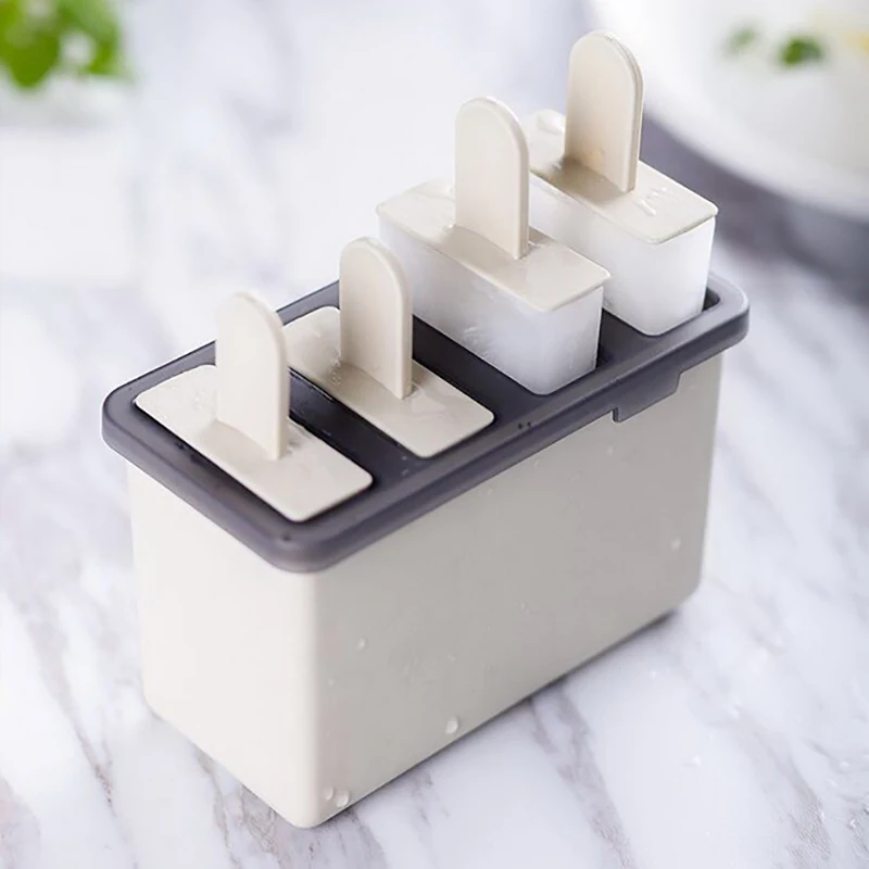 4 ячейки DIY Popsicle классическая форма для изготовления мороженого поднос производитель летнее охлаждение PP кубик льда леденец плесень кухонные инструменты для мороженого