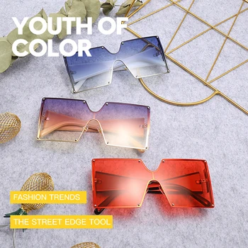 

2020 Retro Semi-rimless Sunglass Women Men Fashion Party Holiday Eyewear Personality Unisex Conjoined Sunglasses очки женские