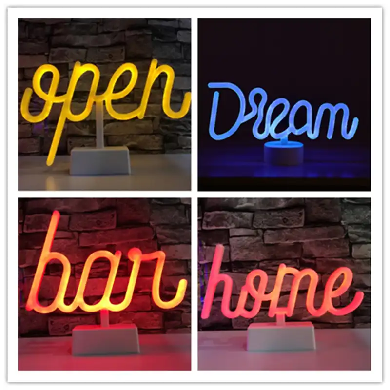 Letrero de palabras de neón LED para el hogar, letras de neón, luces