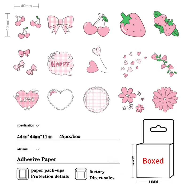 Мини-Клубничные наклейки s Bullet Journal декоративные Скрапбукинг Канцелярские корейские наклейки бумага розовый альбом наклеек