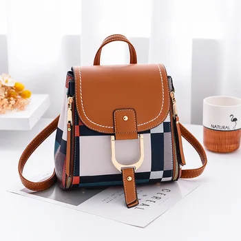 

Women Backpack with Free Gift Multiple Using Women Grid Backpacks Female School Bag Girls Travel Bag Purse Free Shipping
