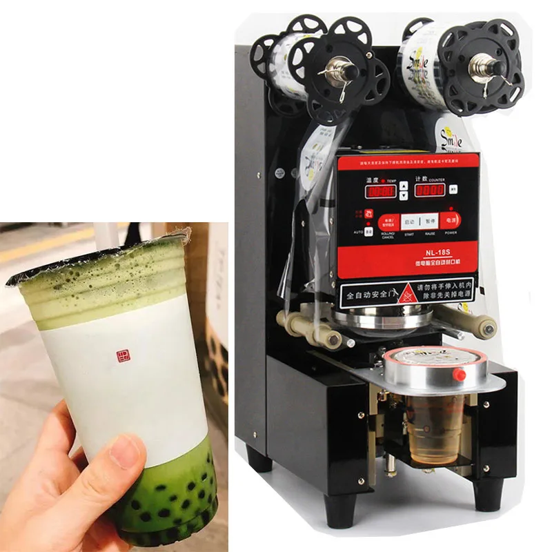 

Bar Equipment Automatic Plastic Paper Cup Milk Tea Sealing Machine Bubble Tea Cup Sealer for Film Intelligent Control 220V