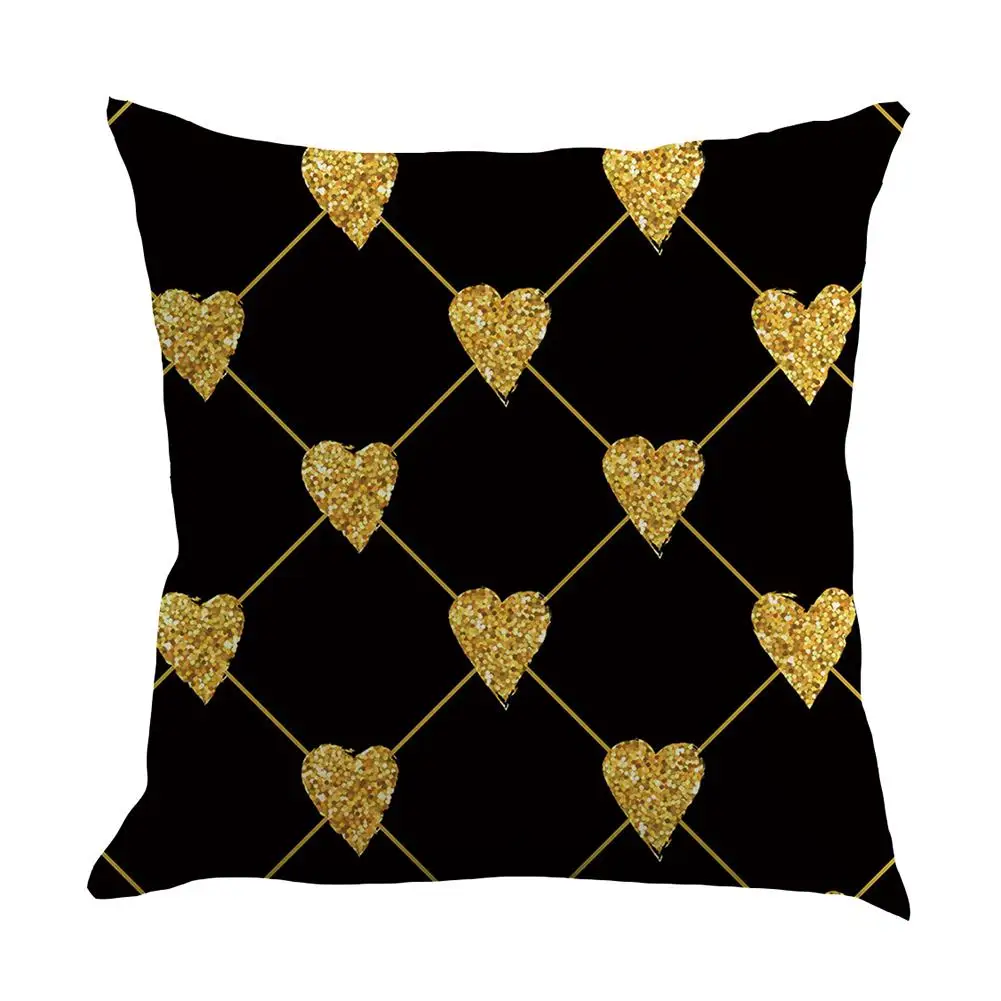 Black Throw Pillowcase Linen Printed Pillow Cover with Invisible Zipper for Sofa Decoration Valentine's Day Gift 45*45cm