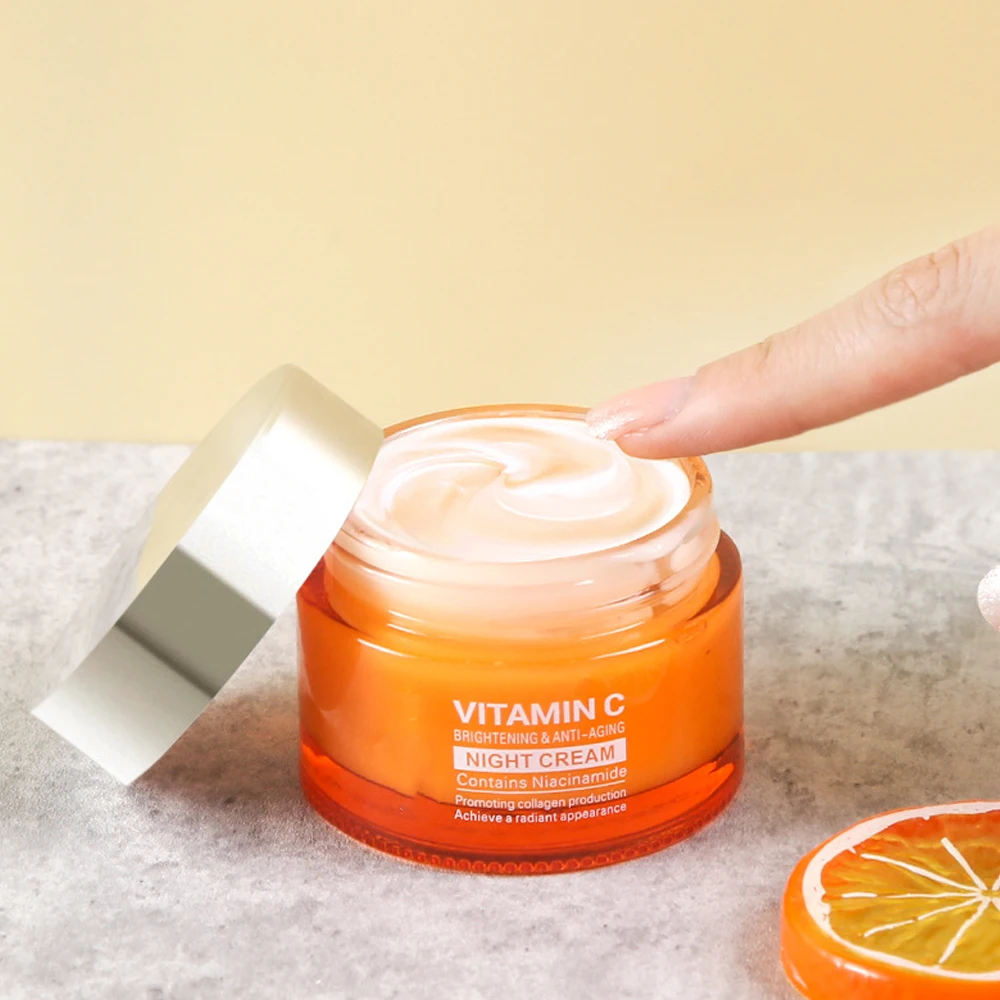 

50g Vitamin C Night Cream Facial Anti Aging Wrinkle Removal Moisturizing Cream Pores Shrinking Brightening Skin Rejuvenation