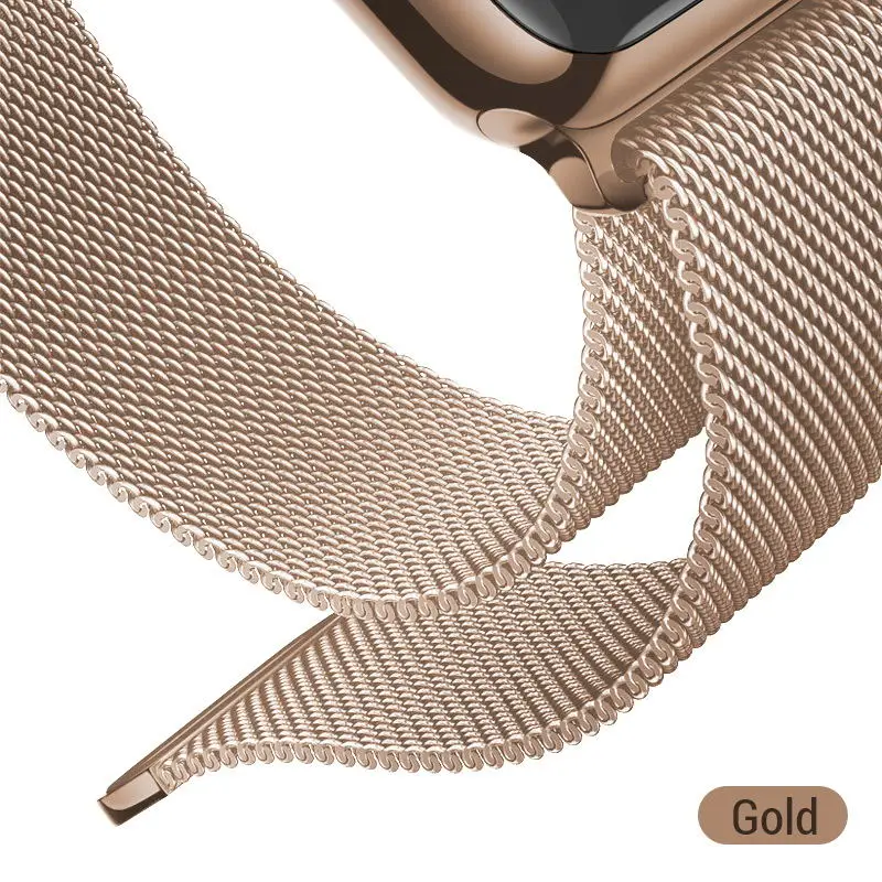 PZOZ для Apple watch 5 4 Миланская петля ремешок из нержавеющей стали 40 мм 44 мм ремешок для часов для Apple watch 3 2 1 Аксессуары для часов 38 мм 42 мм - Цвет: Gold
