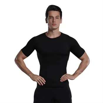 

Hot Sales Seamless Knit Round Neck Men's Corset crew neck top shaper Corset Short Sleeve Shaping Underwear Tank Tops Shaper