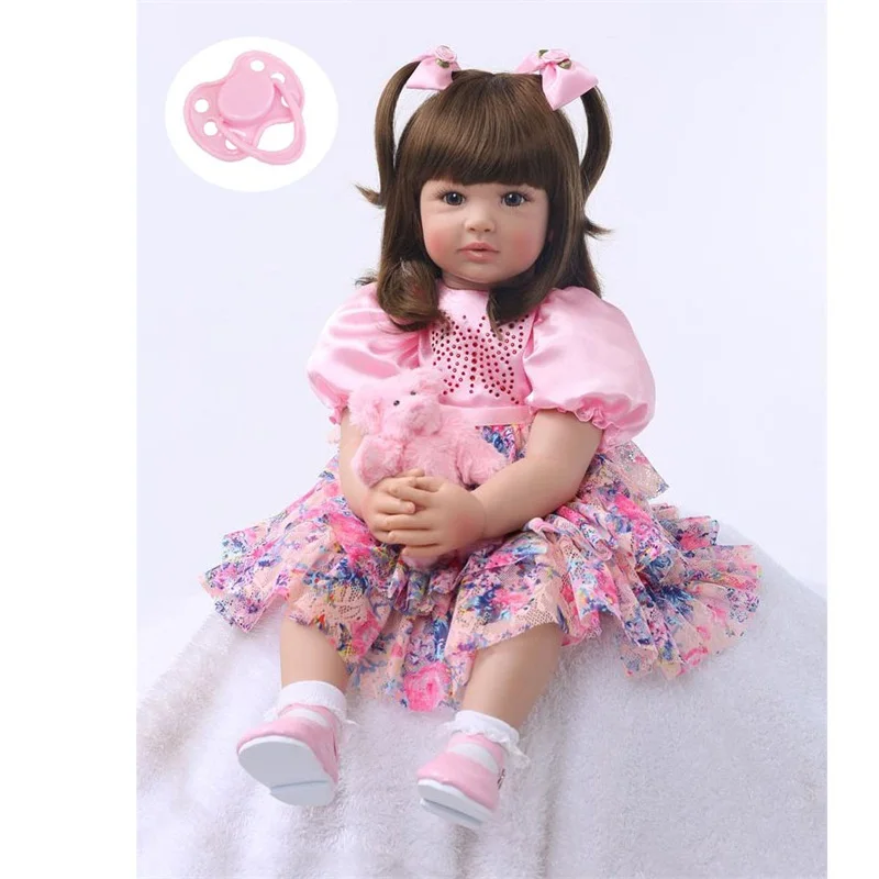 

Cute Princess Reborn Realistic Reborn Baby Silicone Vinyl Doll For Newborn Baby And Girl Playmate Plush Toy With Long Hair doll
