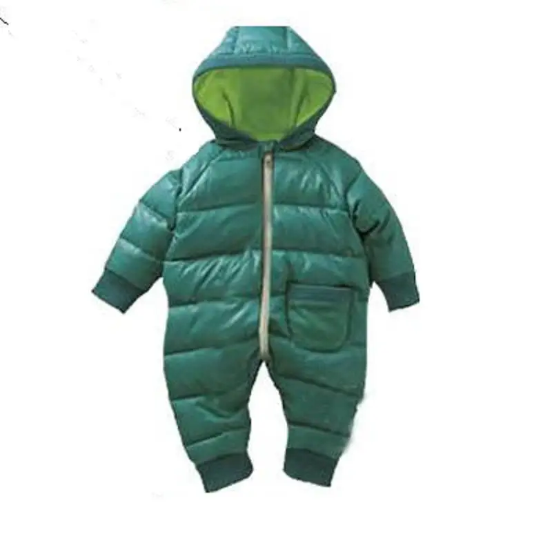 Зимний комбинезон для новорожденных; зимняя одежда с хлопковой подкладкой; цельная теплая верхняя одежда; детские комбинезоны; Детский комбинезон; парки для младенцев - Цвет: Green