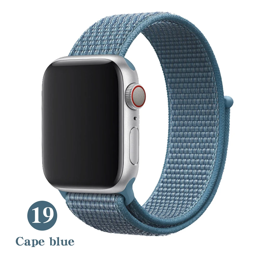 Cape Blue Тканый нейлоновый ремешок для apple Series 5, ремешок для часов 42 мм, 44 мм, 38 мм, 40 мм, спортивный нейлоновый браслет для iwatch 4/3/2/1 - Цвет ремешка: Cape Blue