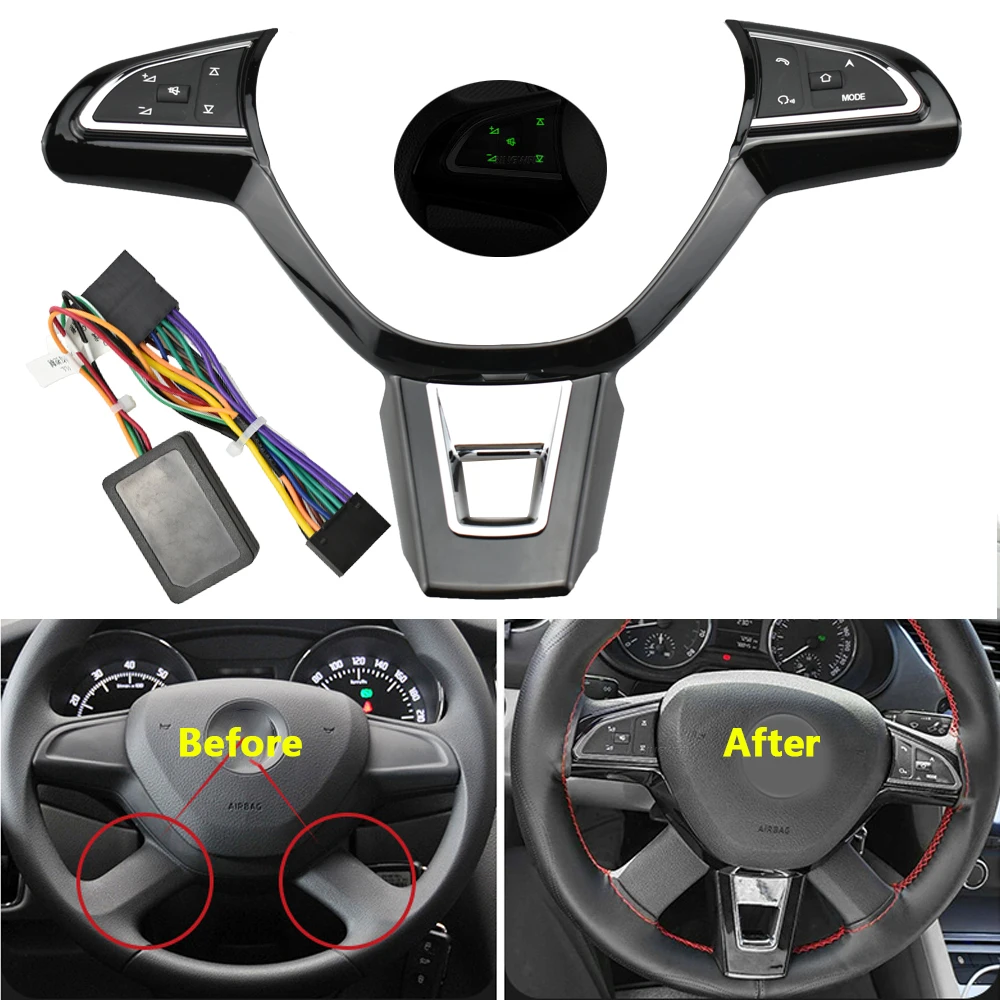 

Modified multifunction steering wheel control button volume button audio switch phone button For Skoda Superb Yeti Rapid Octavia