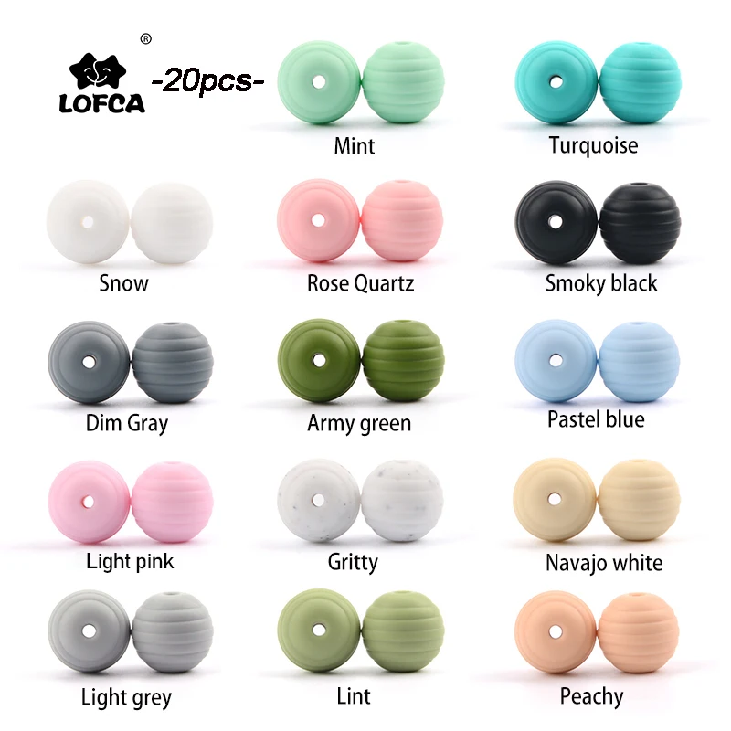 

LOFCA 20PCS Beehive Silicone Beads 15mm Loose Spira Beads Baby Teether BPA Free Food Grade DIY Pacifier Clip Chew Jewelry Making