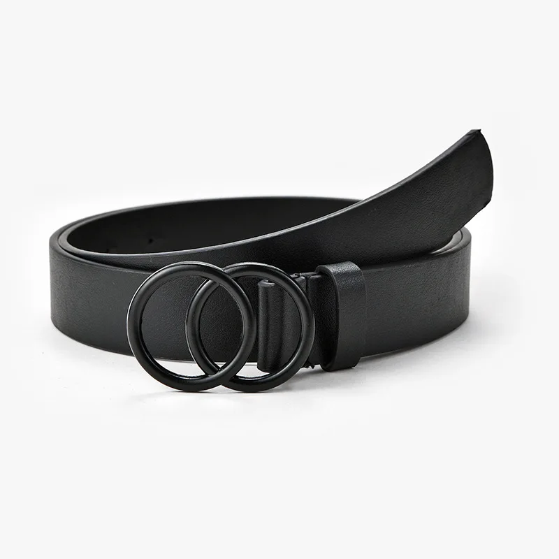

Women Belt 2020 Double Ring Belts For Women Black Buckle Waistband Female Camel Fashion For Jeans Designer Europe US