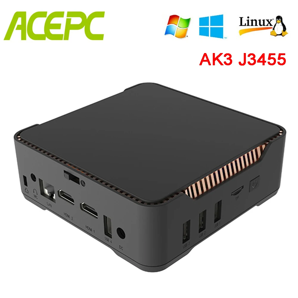 Мини ПК AK3V с windows 10 intel Core Apollo Lake Celeron J3455 2 5 дюйма HDD до ТБ BT 4 Wi Fi ГБ/5 Гб|Мини ПК| |