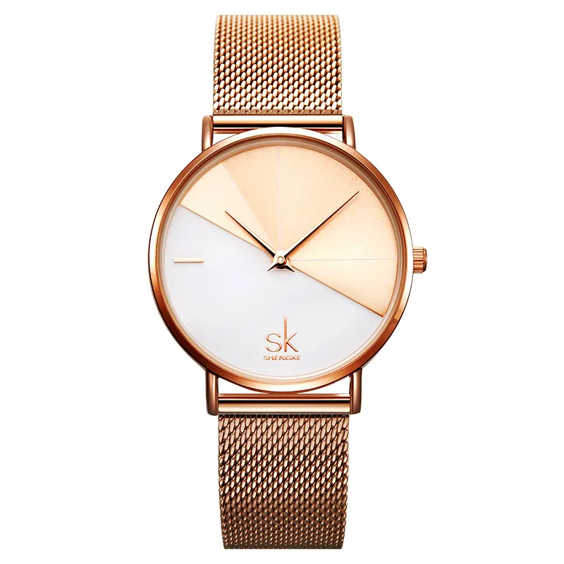 

SHENGKE New Creative Women Watches Luxury Rosegold Quartz Ladies Watches Ultra-Thin Creative Coloring dial relogio feminino