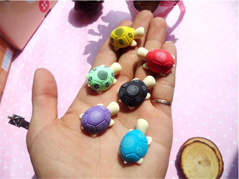 2 шт мультфильм красочная форма черепаха карандашный ластик резиновые школьные канцелярские принадлежности для детей подарок Креативный