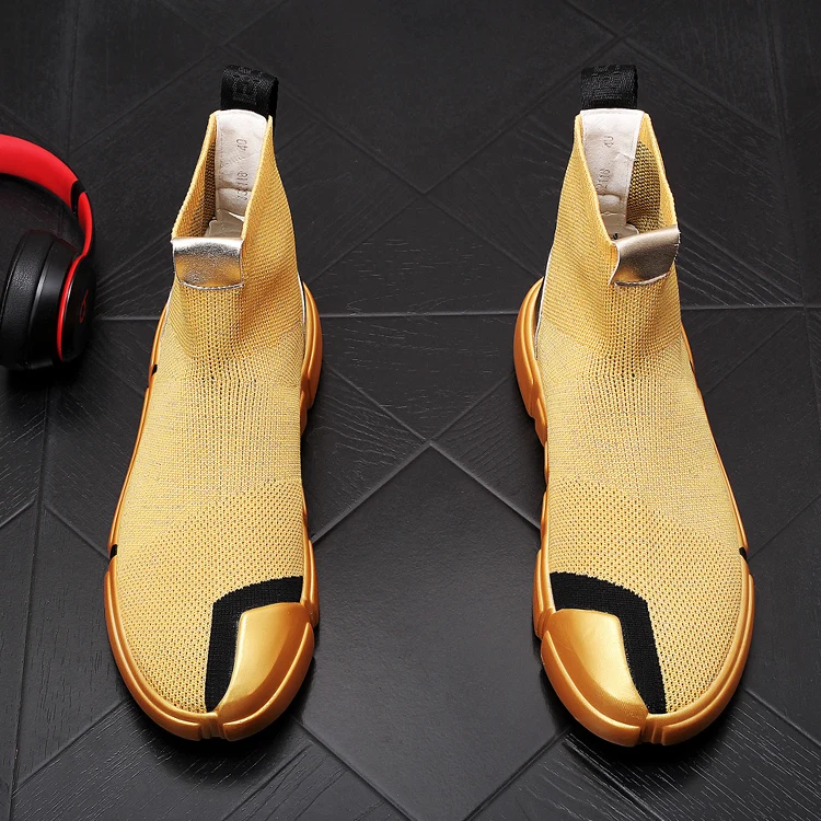 men Vulcanized Boots Tape Sneaker Spring Autumn Knitting Breathable Shoe Chunky Platform Sneakers men